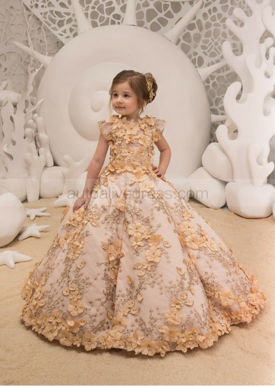 Beaded Floral Corset Back Pageant Flower Girl Dress Beaded Floral Corset Back Pageant Flower Girl Dress